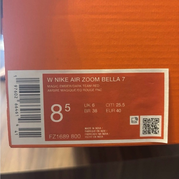 Size 8.5- Nike Women Air Zoom Bella 7 Training Ember Dark Red FZ1689-800 - Picture 7 of 7
